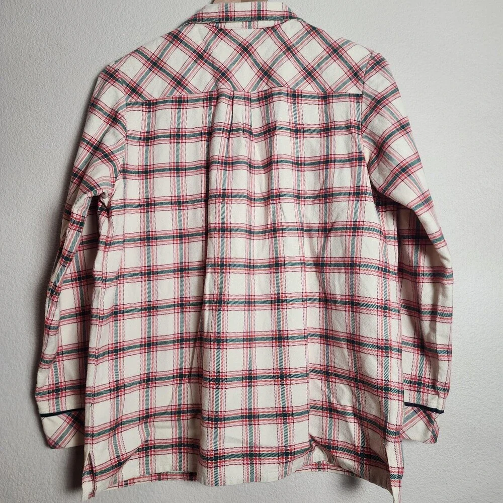 Marine Layer Pajama Top Womens Small White Plaid Flannel Button Up Holiday PJ
